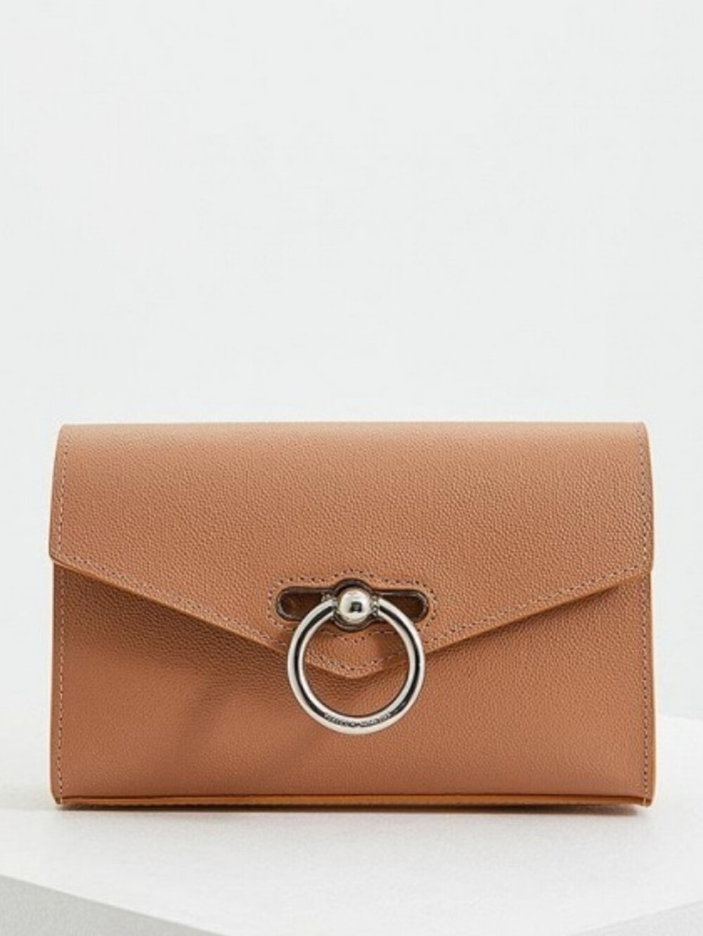 Cowhide Leather Belt Bag Shoulder Bag with Silver Ring Hardware - Blush Pink